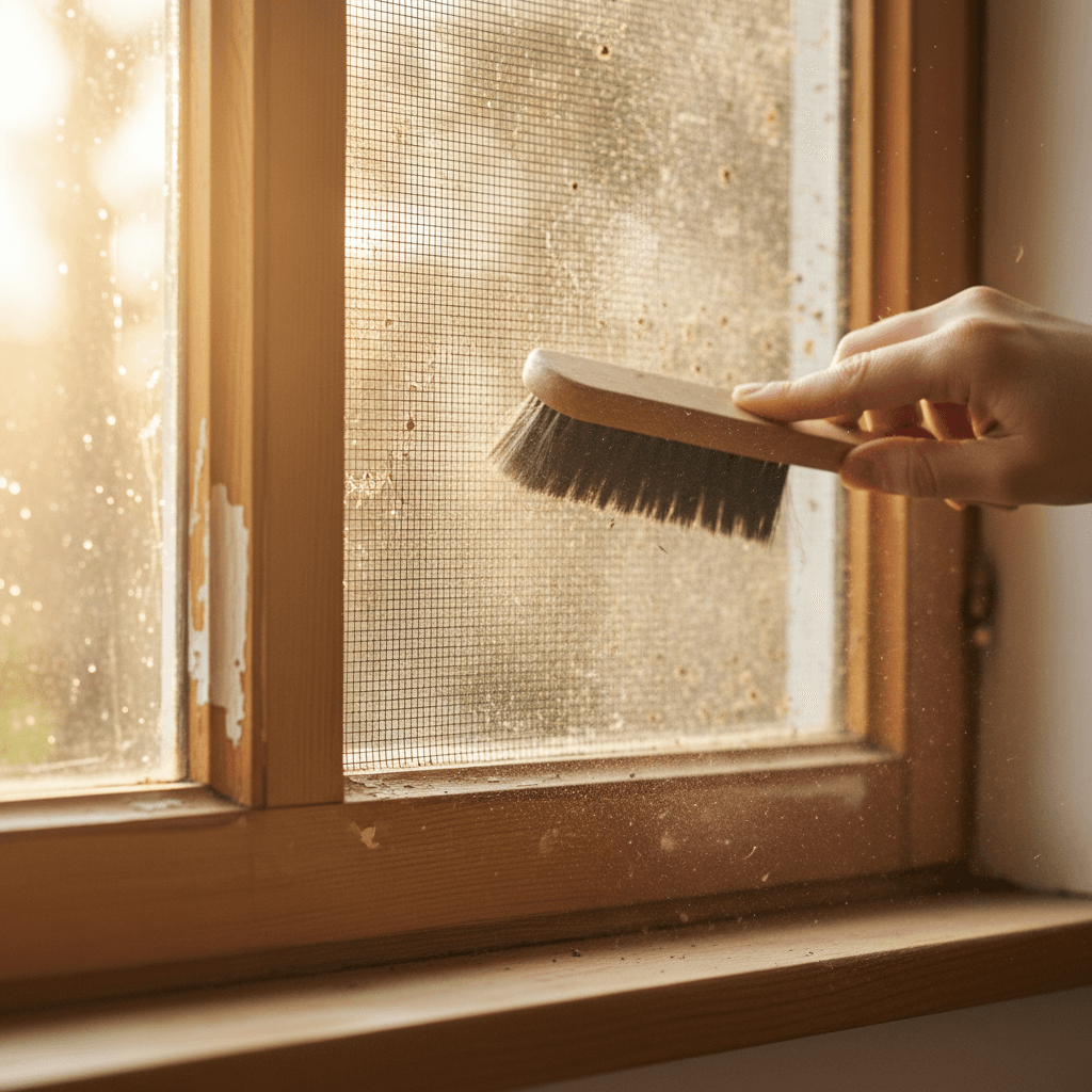 Window screen and frame cleaning detail