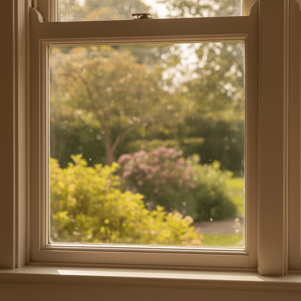 Residential window with streak-free glass showing garden view clearly
