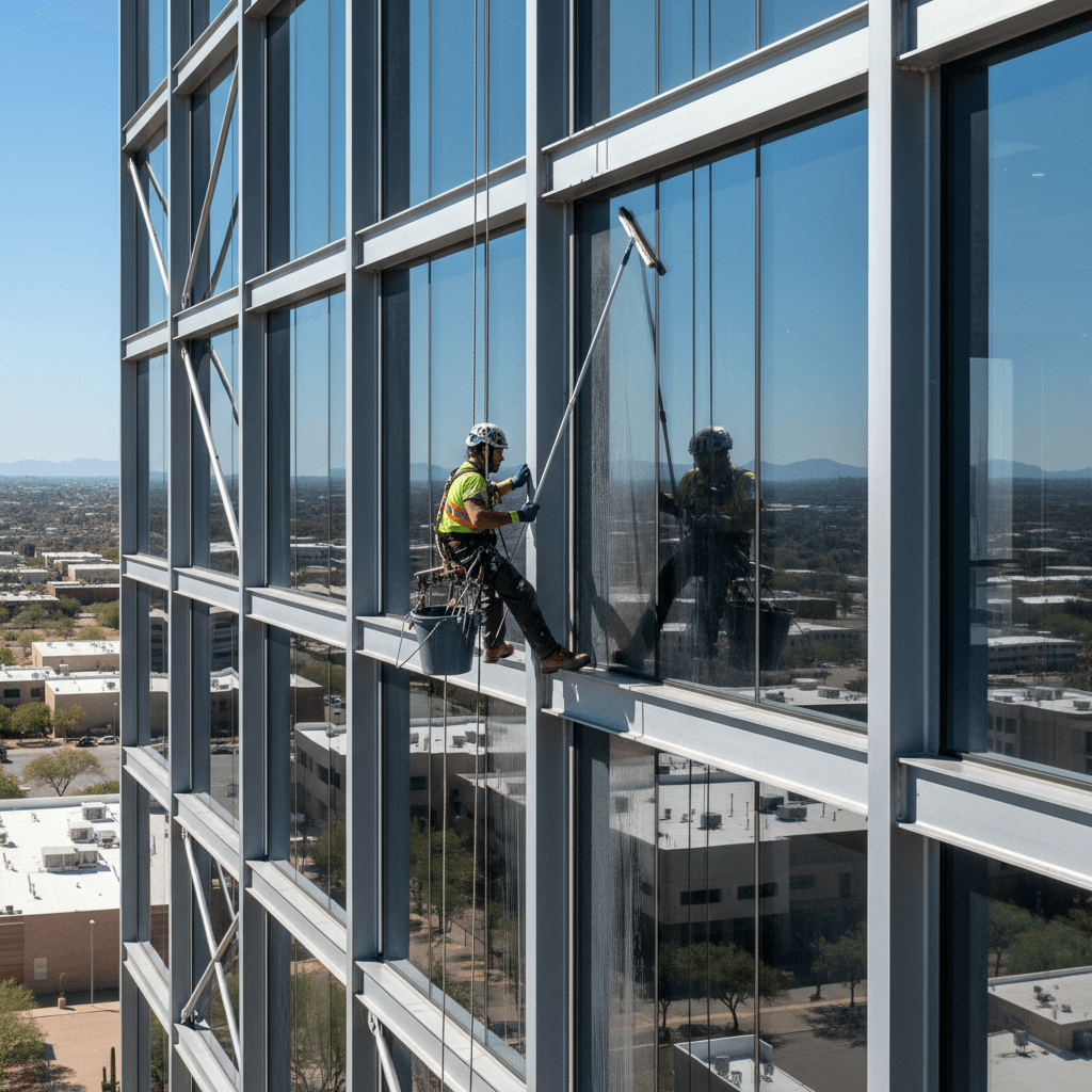 Commercial building window cleaning service
